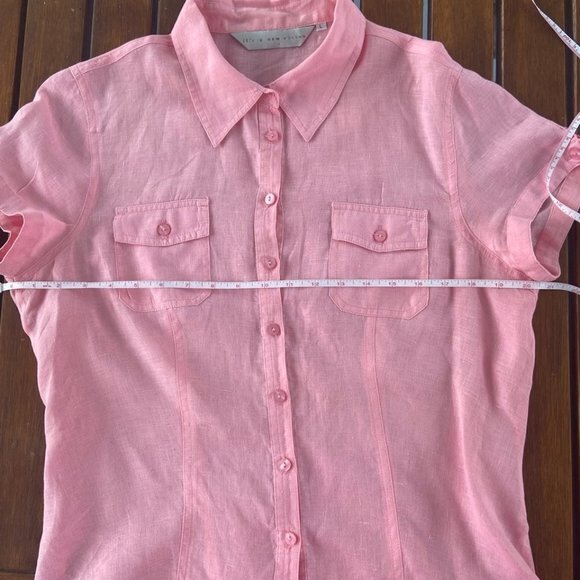 🎀 3 for $45 Pink 100% Linen Top in VGUC Size L - Picture 10 of 16